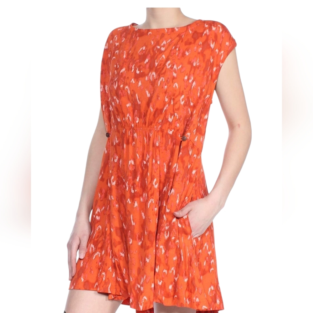 Free People Orange Printed Mini Dress